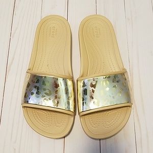 Crocs Sloane Slides Metallic Leopard Size 7